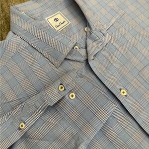 David Donahue Blue Plaid Like New Men's Button Down  Dress Shirt